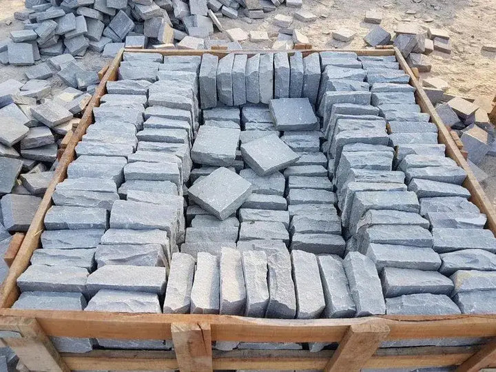 grey Indian sandstone stone setts cobbles